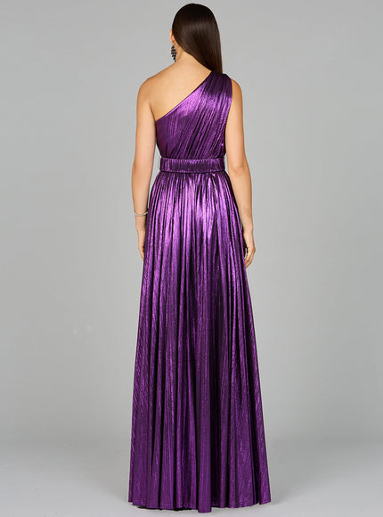 One Shoulder Metallic Dress - OUTLET