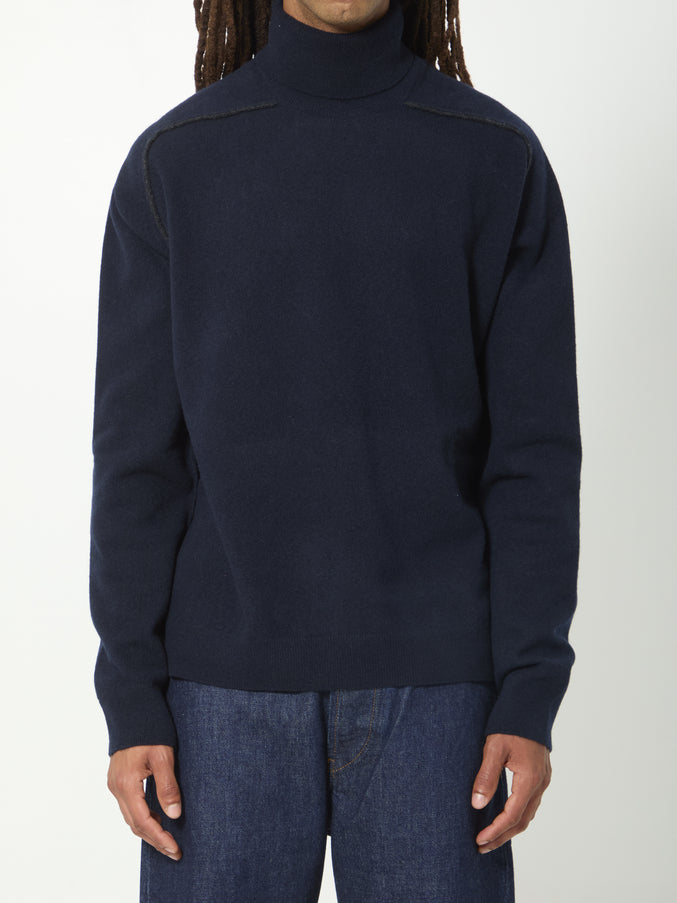 Maison Margiela Virgin Wool Turtleneck Sweater Blue