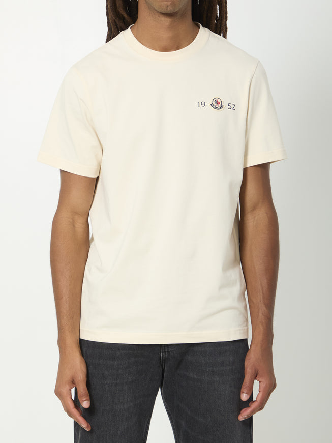 Moncler Logo Cotton T-shirt Cream