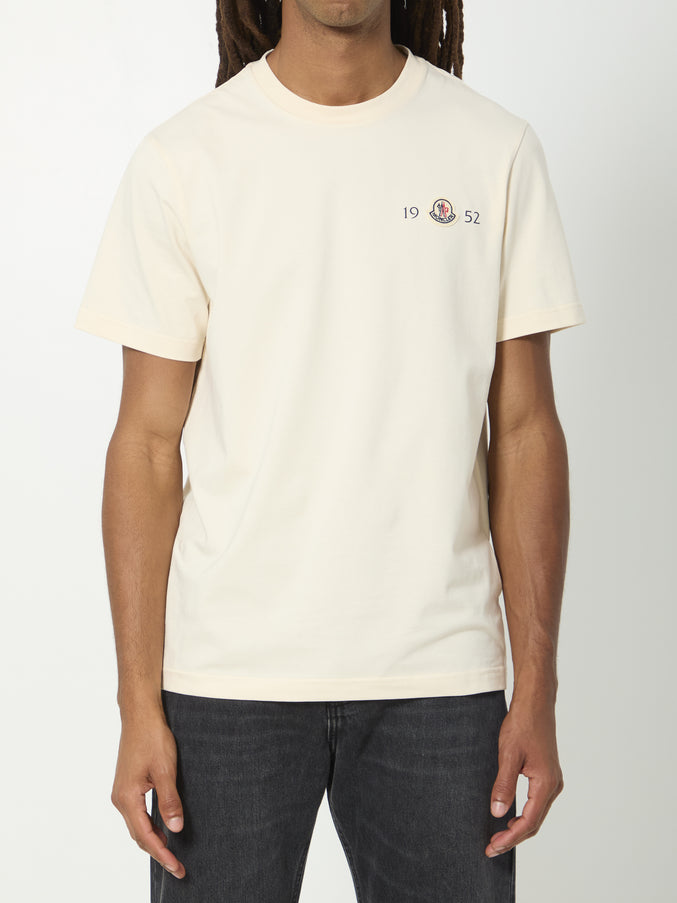 Moncler Logo Cotton T-shirt Cream