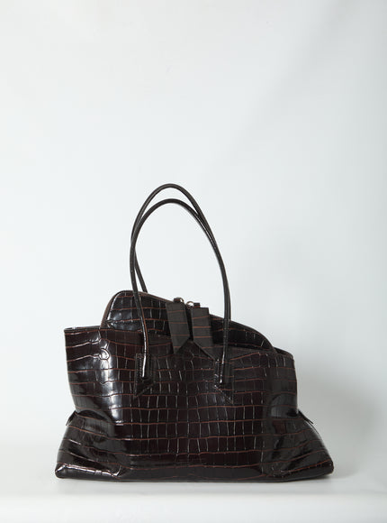 The Attico La Passeggiata Top Handle Coffee Bag Medium QT Brown