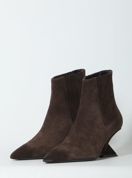 The Attico Cheope Dark Brown Ankle Boots