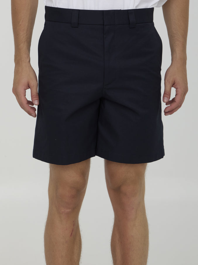 Gucci Bermuda Shorts In Double Cotton Twill Blue