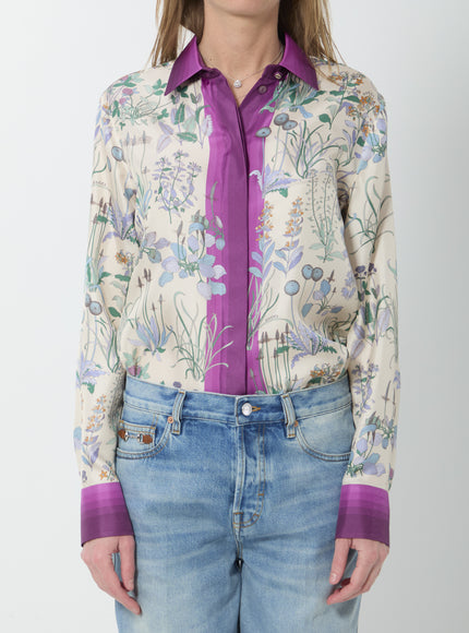 Gucci Printed Silk Twill Shirt White