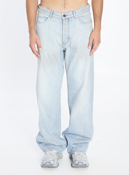 Balenciaga Distressed Relaxed Jeans Blue