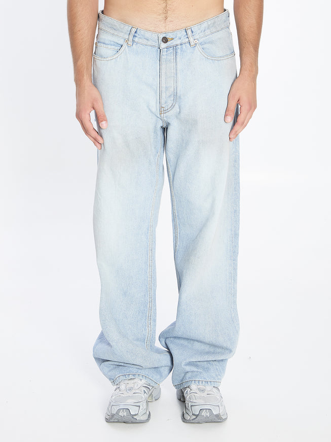 Balenciaga Distressed Relaxed Jeans Blue