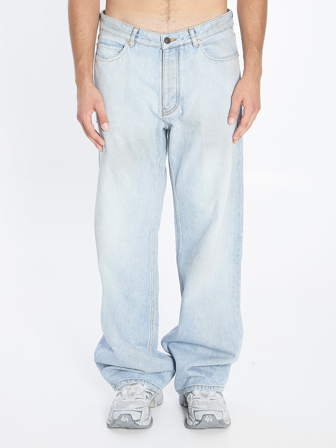 Balenciaga Distressed Relaxed Jeans Blue