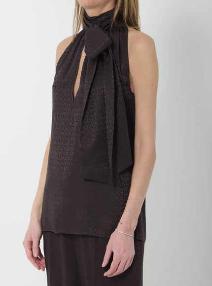Gucci Silk Jacquard Top With Horsebit
