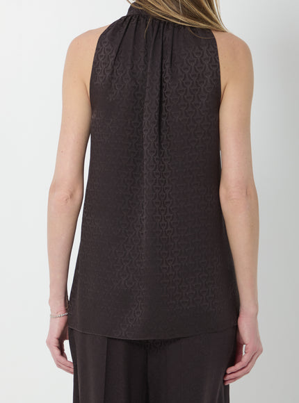 Gucci Silk Jacquard Top With Horsebit