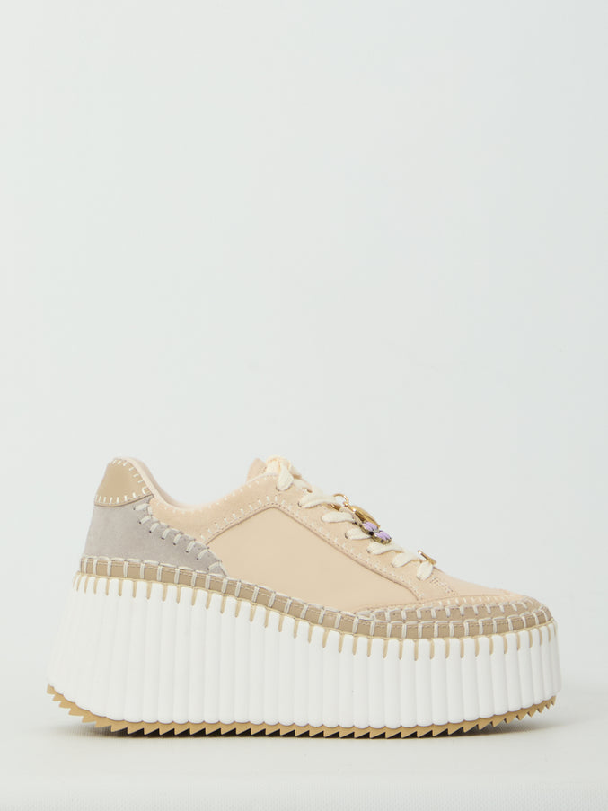 Chloe Nama Wedge Sneakers Grey