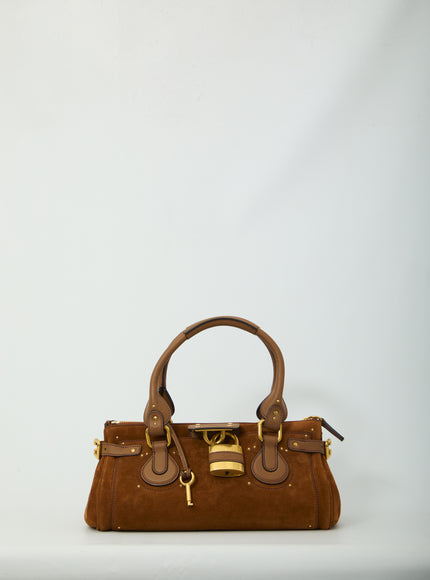 Chloe Paddington Suede Leather Bag QT Brown