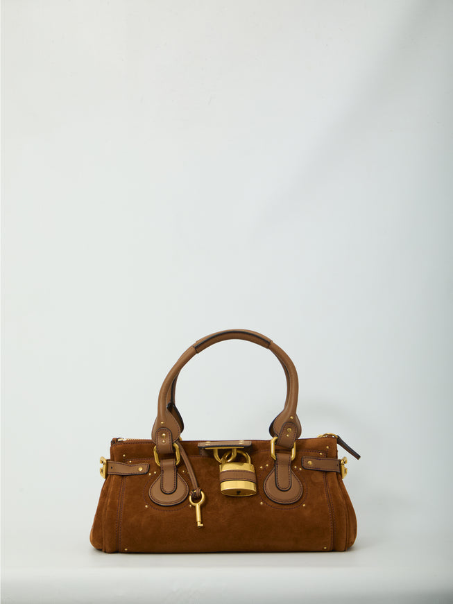 Chloe Paddington Suede Leather Bag QT Brown
