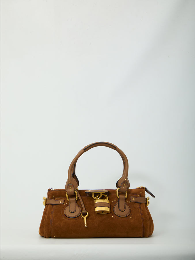 Chloe Paddington Suede Leather Bag QT Brown