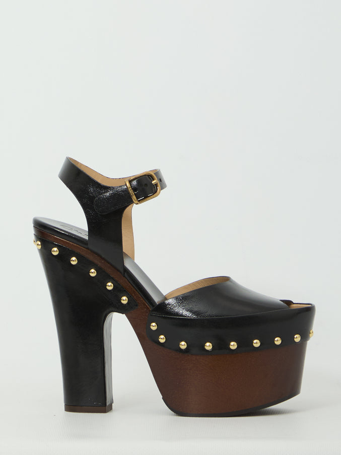 Chloe Meret Platform Clogs Sandals Black