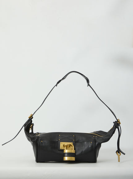 Chloe Grained Leather Paddington Crossbody Bag QT Black
