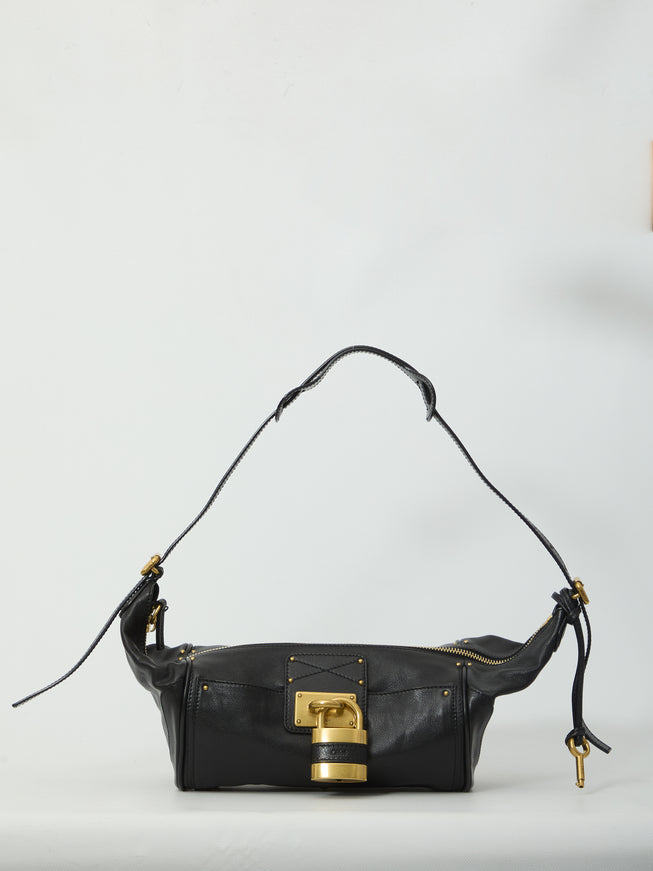 Chloe Grained Leather Paddington Crossbody Bag QT Black