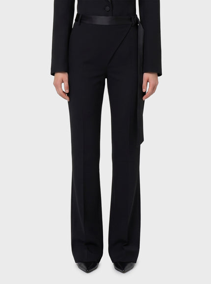 The Attico Tuxedo Trousers In Virgin Wool Black