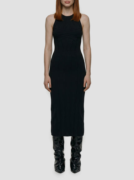 The Attico Sculptural Midi Dress Black
