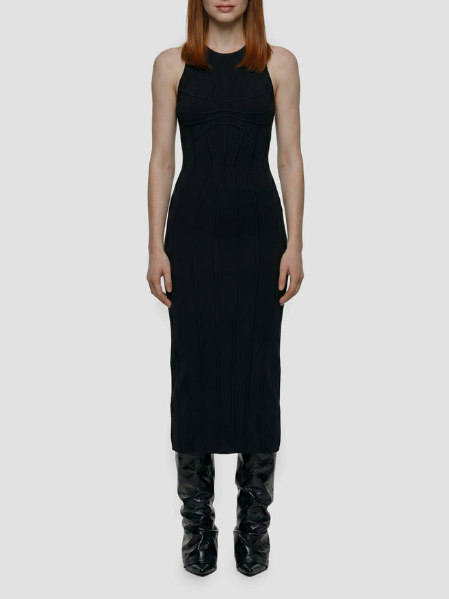 The Attico Sculptural Midi Dress Black