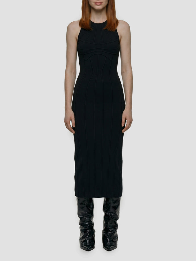 The Attico Sculptural Midi Dress Black