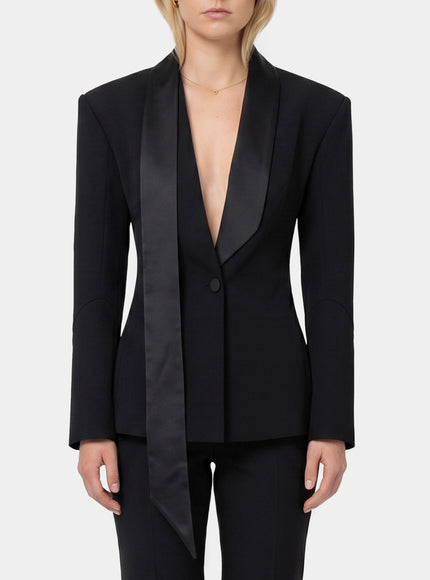 The Attico Single-breasted Tuxedo Jacket Black