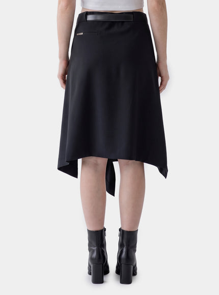 The Attico Asymmetric Midi Skirt With Belt
