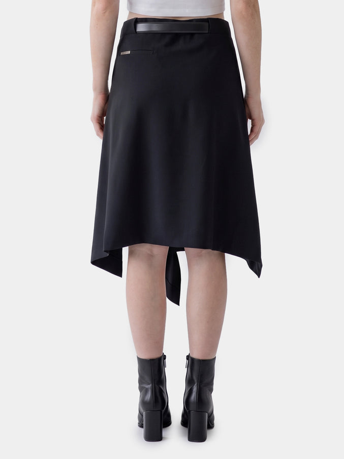 The Attico Asymmetric Midi Skirt With Belt