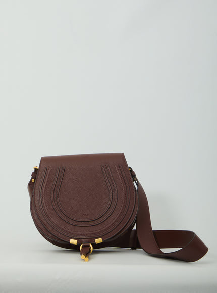 Chloe Marcie Saddle Bag In Grained Leather QT Brown