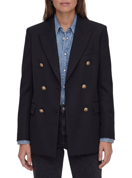 Golden Goose Double-breasted Blazer In Wool Gabardine Black