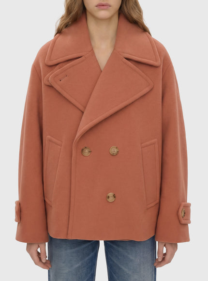 Chloe Oversized Short Wool Coat Pink