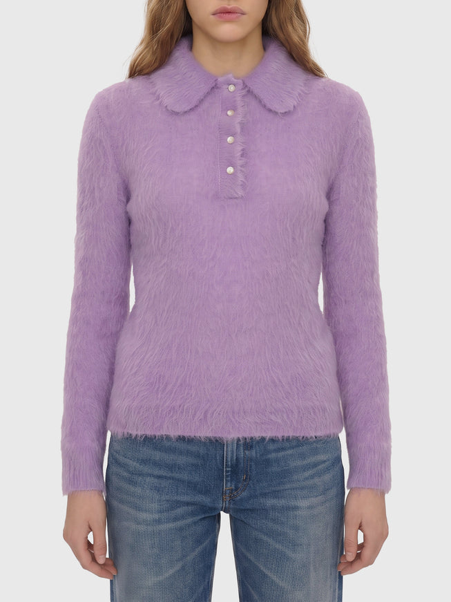 Chloe Dreamy Lavander Polo-style Pullover Purple