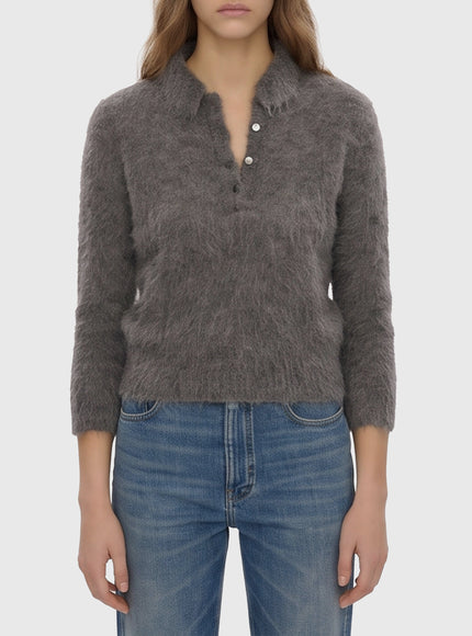 Chloe Smoky Grey Polo-style Pullover Grey