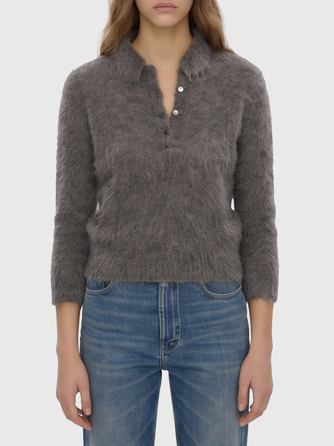 Chloe Smoky Grey Polo-style Pullover Grey