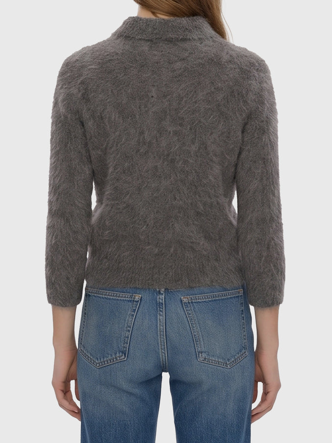 Chloe Smoky Grey Polo-style Pullover