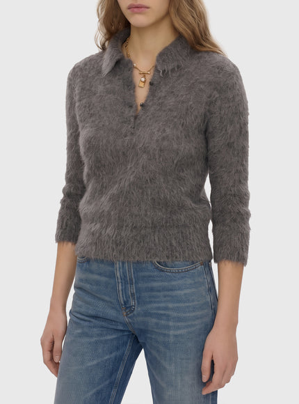 Chloe Smoky Grey Polo-style Pullover