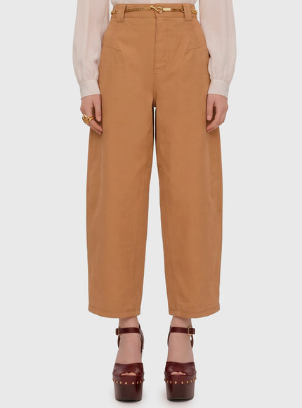 Chloe Barrel-leg Pants In Cotton Canvas Pink