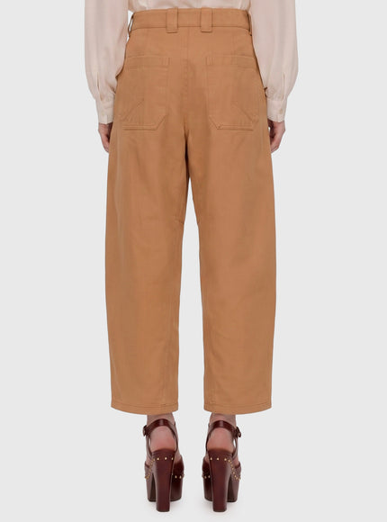 Chloe Barrel-leg Pants In Cotton Canvas