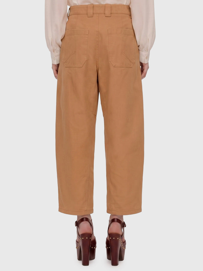 Chloe Barrel-leg Pants In Cotton Canvas