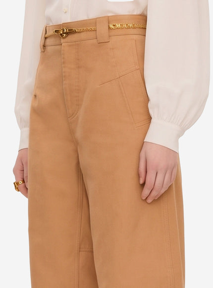 Chloe Barrel-leg Pants In Cotton Canvas