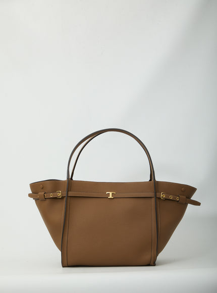Tod's Medium T Signature Shopping Bag QT Brown