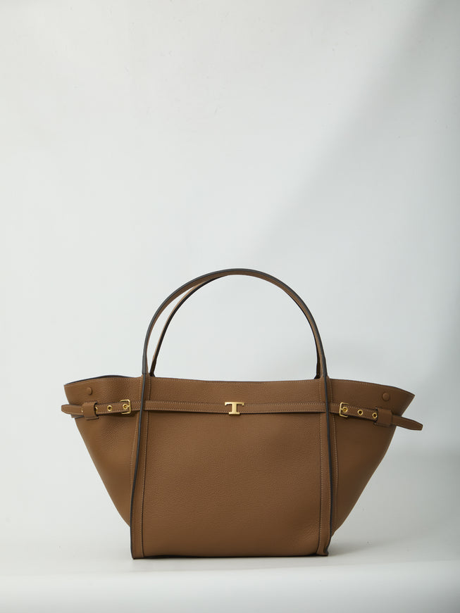Tod's Medium T Signature Shopping Bag QT Brown