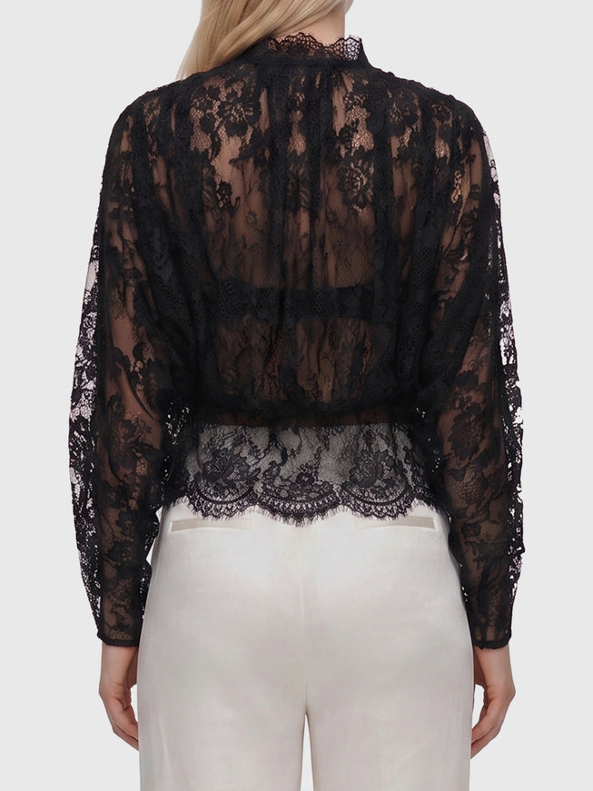 Self Portrait Lace High Neck Blouse