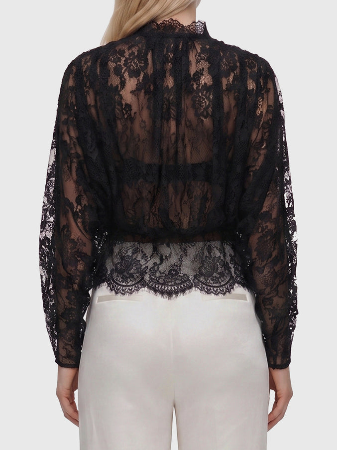 Self Portrait Lace High Neck Blouse
