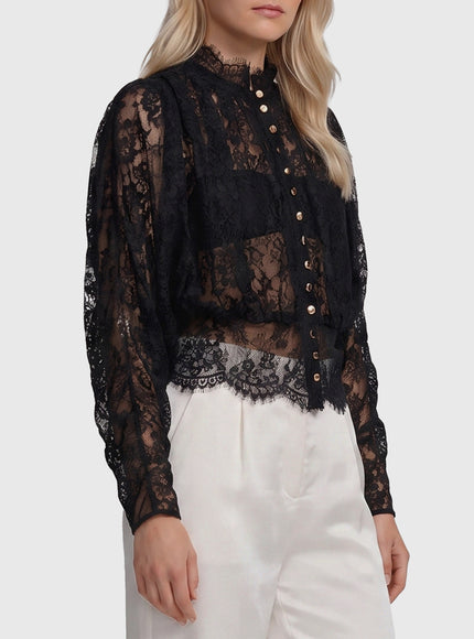 Self Portrait Lace High Neck Blouse