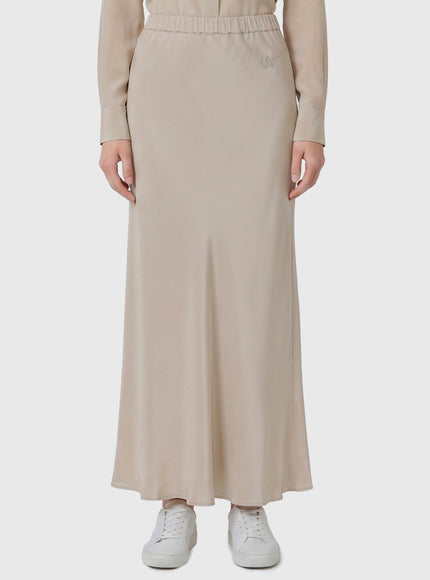 Max Mara Long Sospiro Silk Skirt Grey