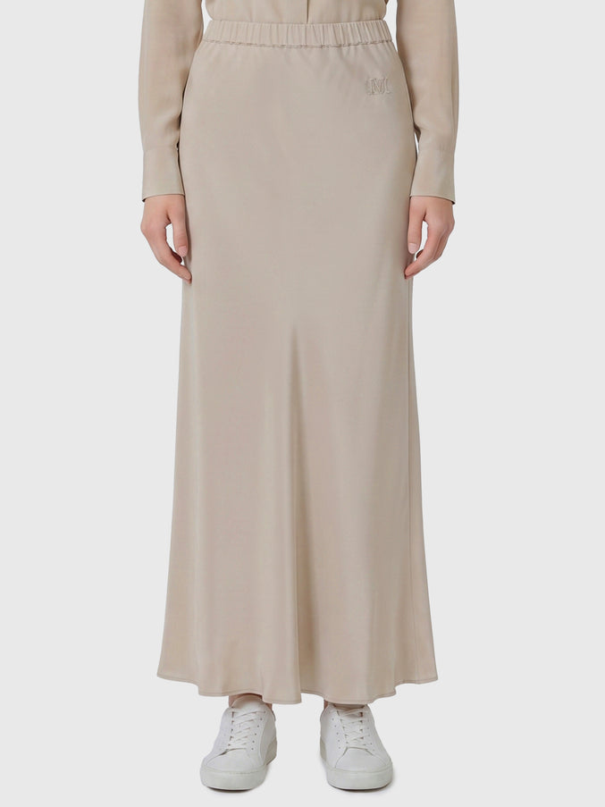 Max Mara Long Sospiro Silk Skirt Grey