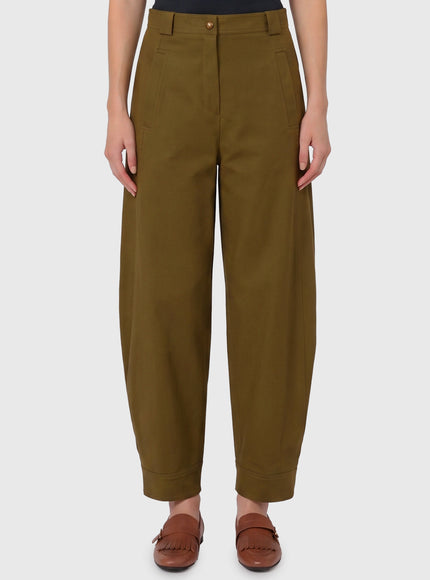 Max Mara Adorni Stretch Cotton Canvas Trousers Green