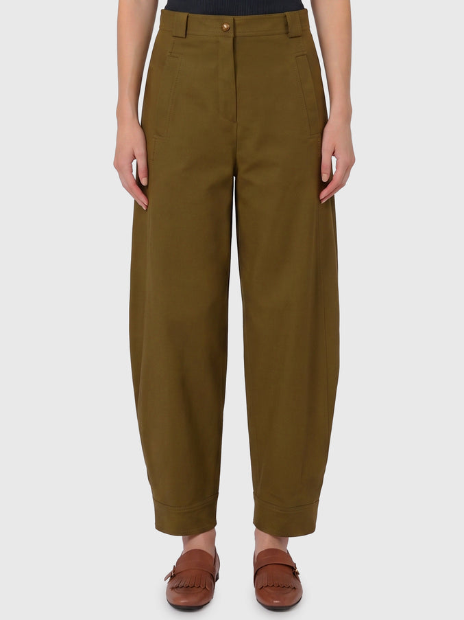 Max Mara Adorni Stretch Cotton Canvas Trousers Green