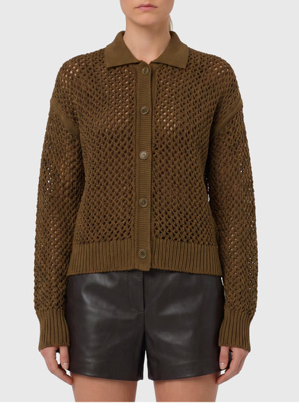 Max Mara Film Cotton Cord Cardigan Green