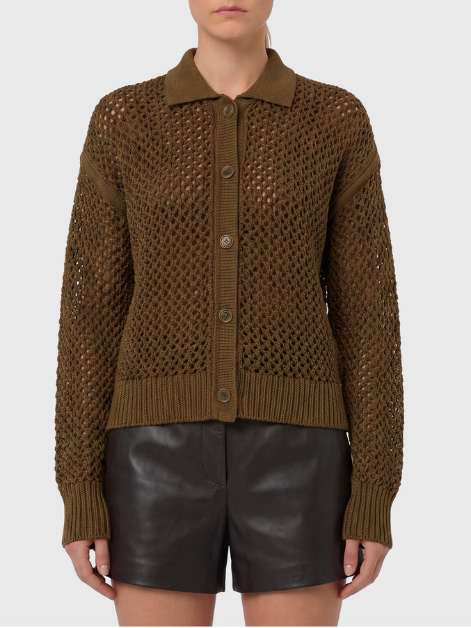 Max Mara Film Cotton Cord Cardigan Green